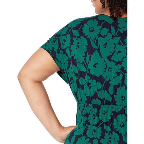 Essentials Green Navy Blue Soft Knit Maxi Dress Size 2X 18 20 Plus Size Summer - Picture 2 of 8